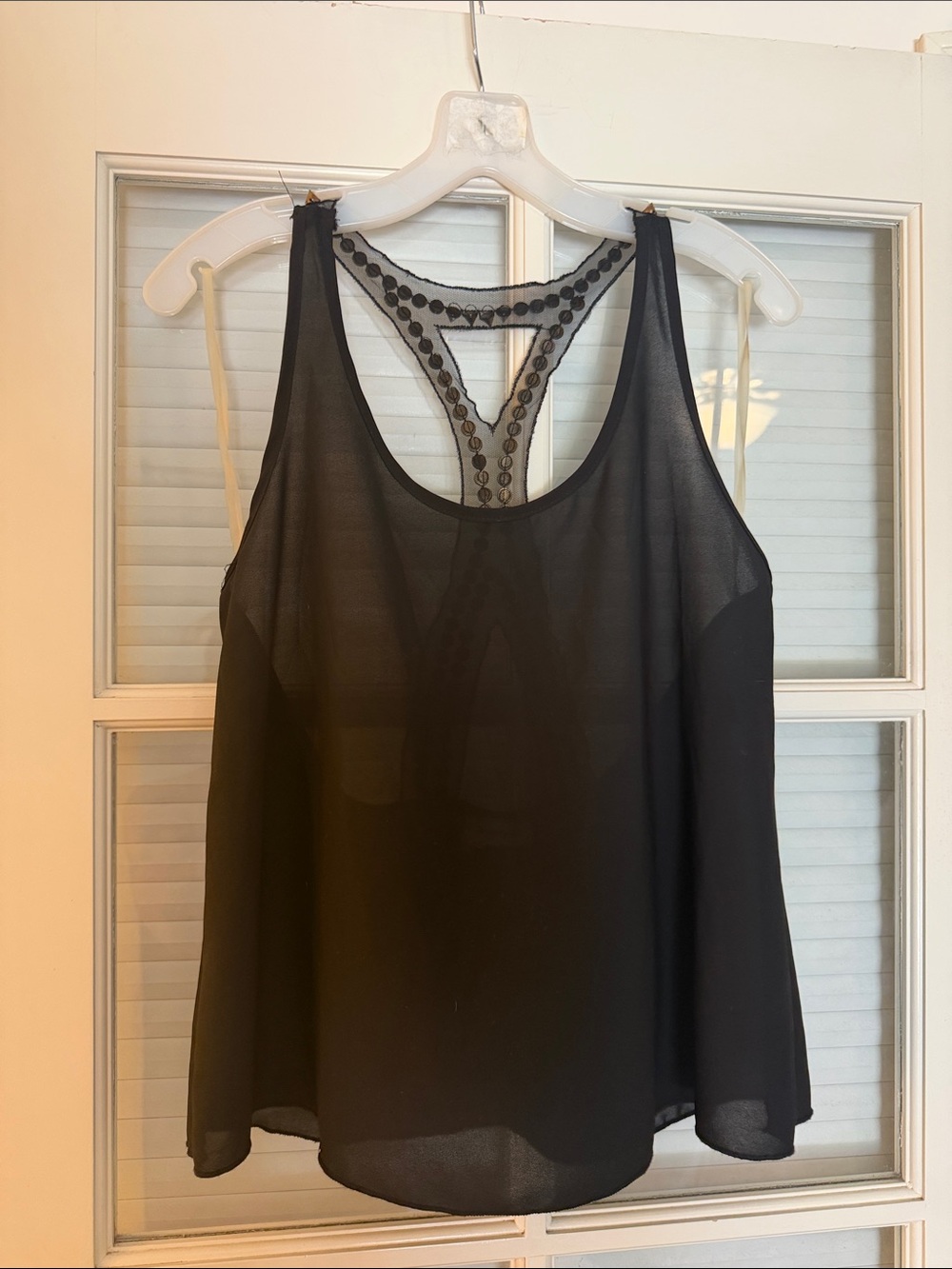 Sheer Black Sleeveless Racerback Tank Top